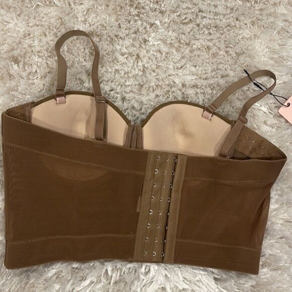 MICAS Neutral Mesh Bustier Crop Top Size Med - Picture 6 of 8